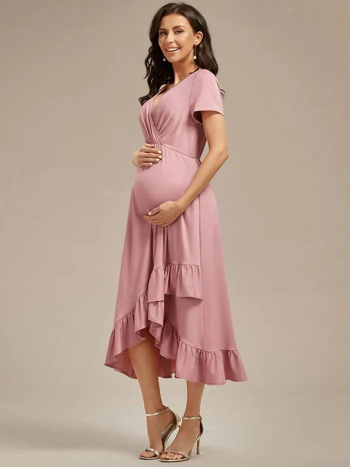 High Low Ruffles Maternity Dresses