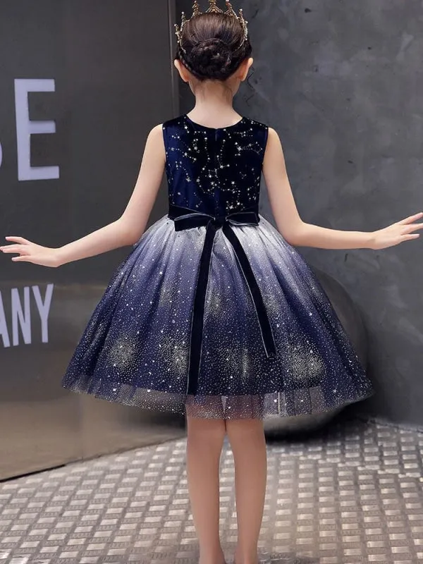 Jewel Neck Tulle Kids Social Party Dresses Sleeveless Flower Girl Dresses