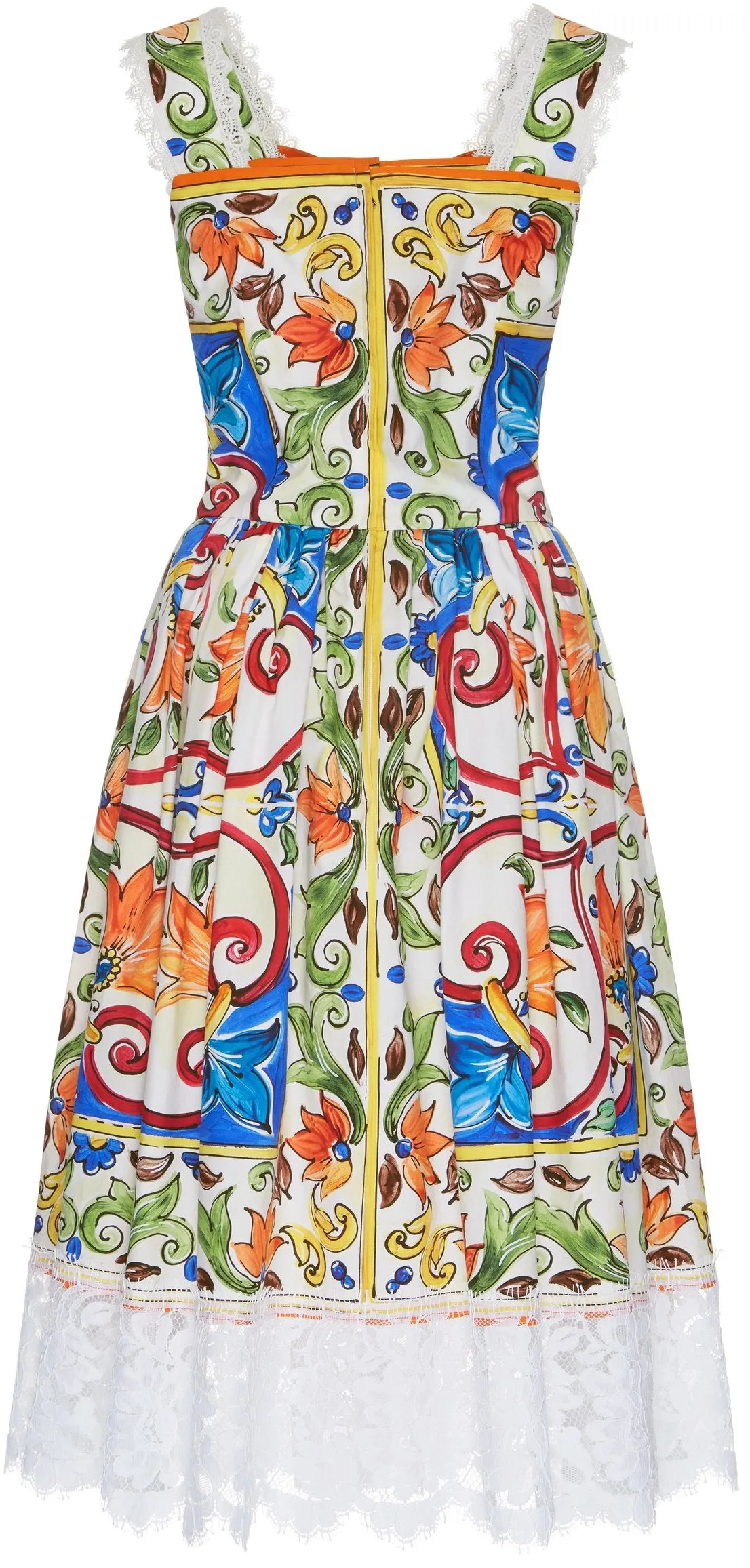 'Majolica' Printed Poplin Apron Dress