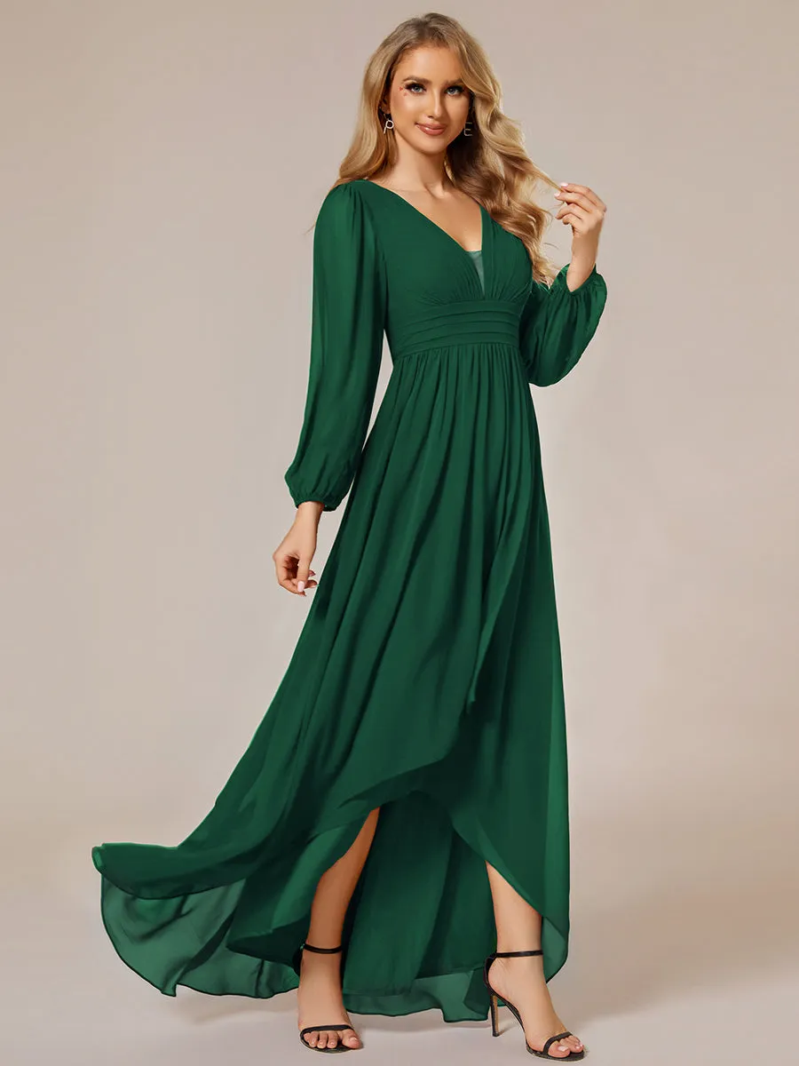 Maxi Long Chiffon Evening Dresses With Long Sleeves