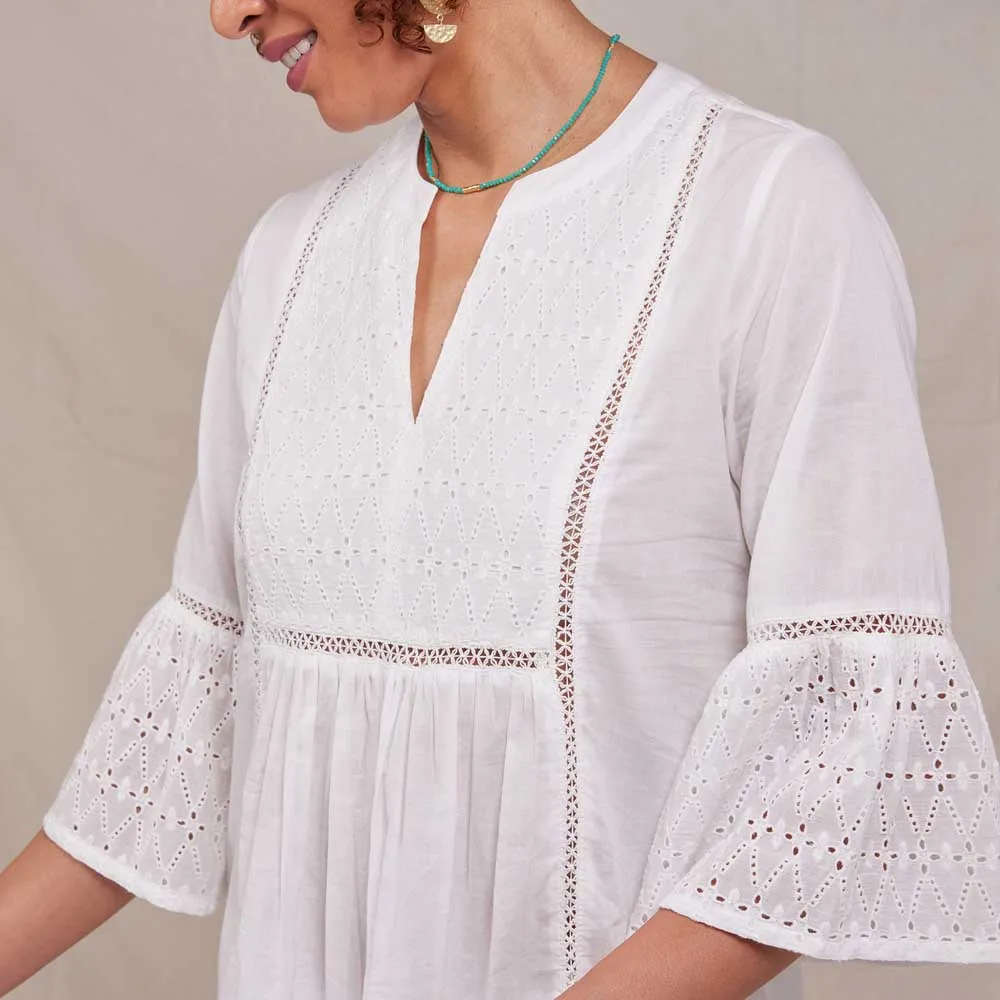 Melony White Eyelet Beach Dress