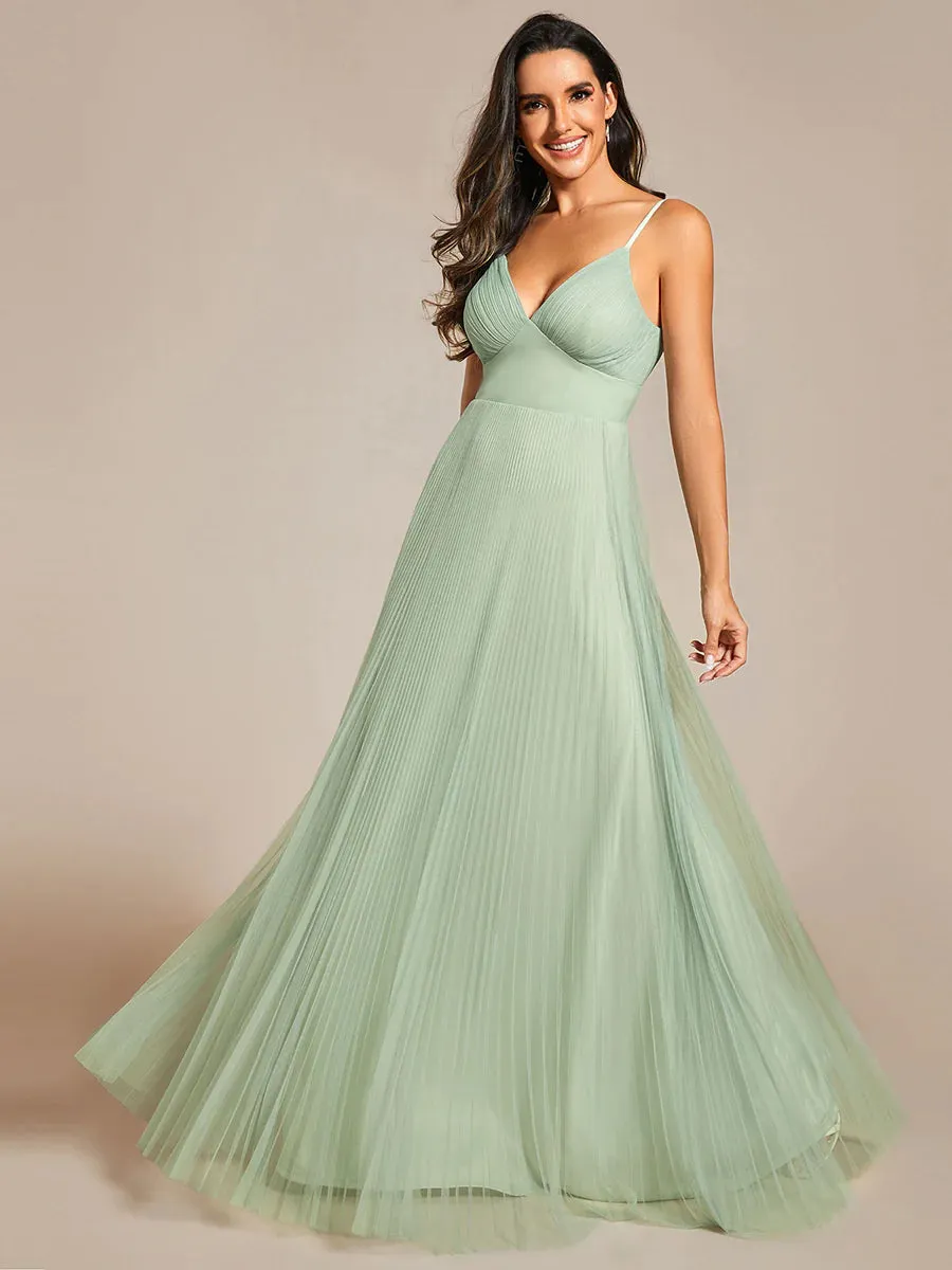 Mesh Contrast Bridesmaids Dresses With Spaghetti Straps