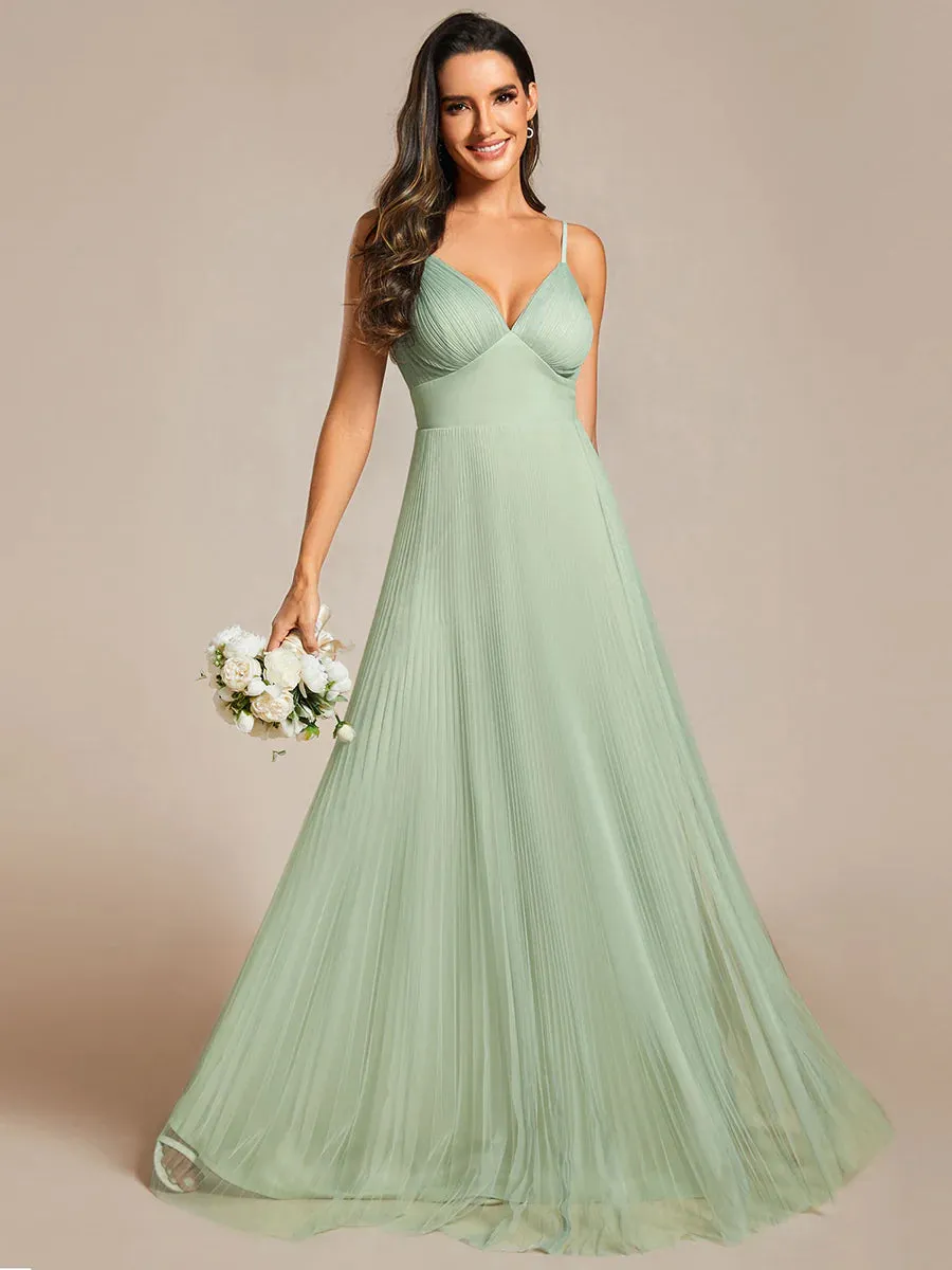 Mesh Contrast Bridesmaids Dresses With Spaghetti Straps