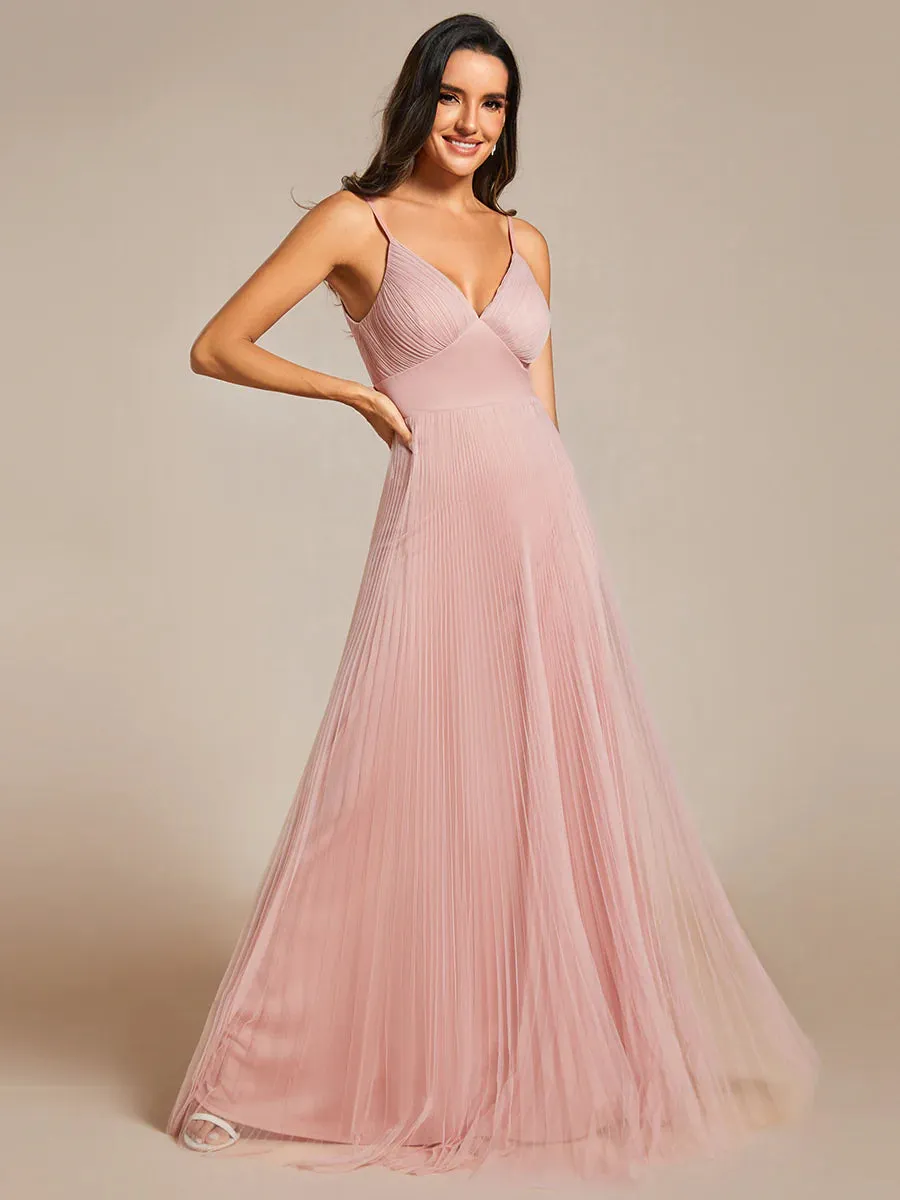 Mesh Contrast Bridesmaids Dresses With Spaghetti Straps