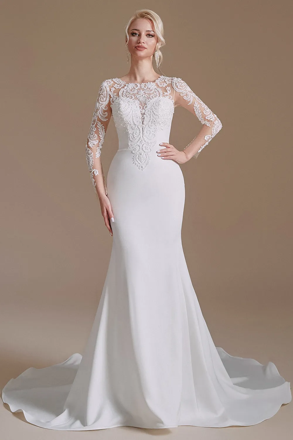 New Arrival Mermaid Long Sleeve Sweep Train Wedding Dresses