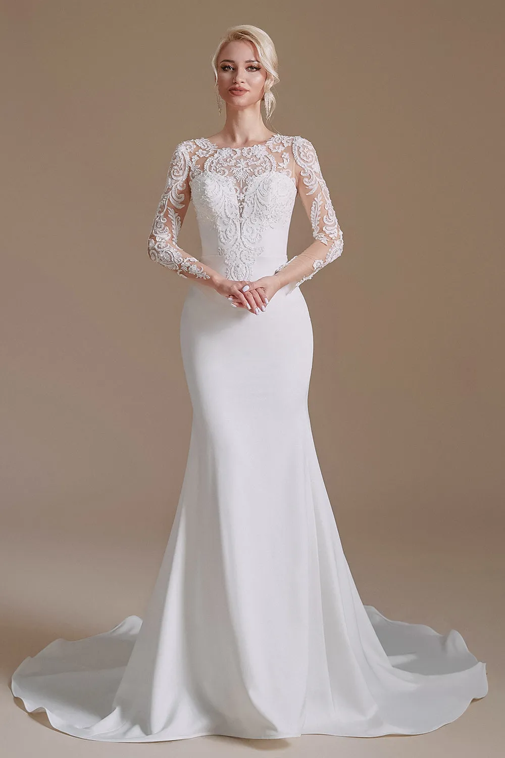 New Arrival Mermaid Long Sleeve Sweep Train Wedding Dresses