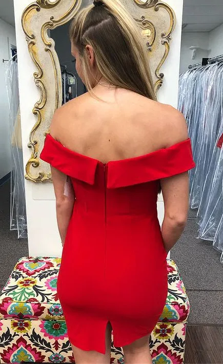 Off Shoulder Red Homecoming Dresses,Short Prom Dresses,Dance Dress BP359