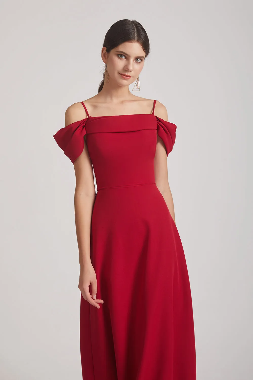 Off The Shoulder Spaghetti Straps A-Line Bridesmaid Dresses (AF0172)