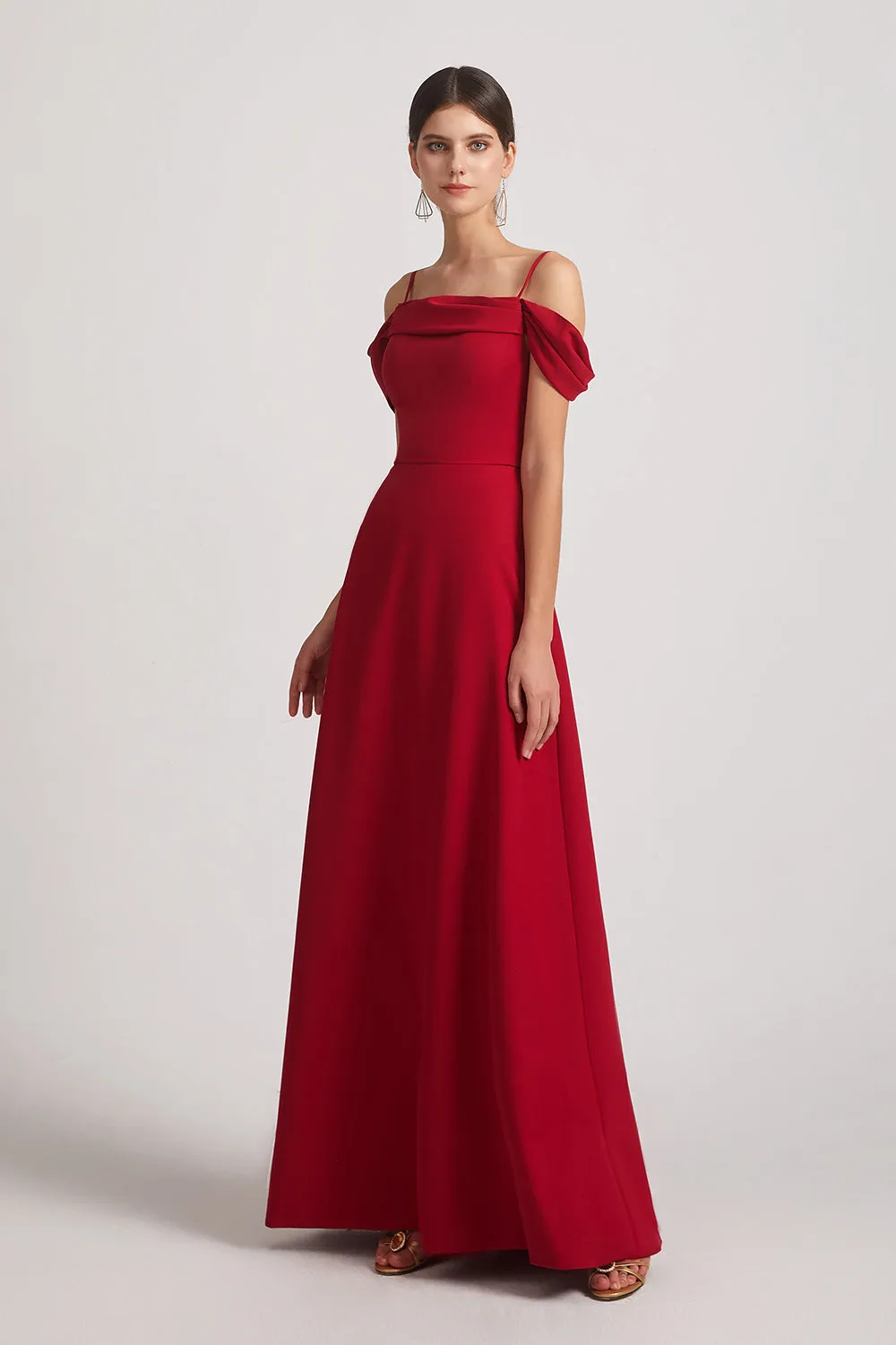 Off The Shoulder Spaghetti Straps A-Line Bridesmaid Dresses (AF0172)