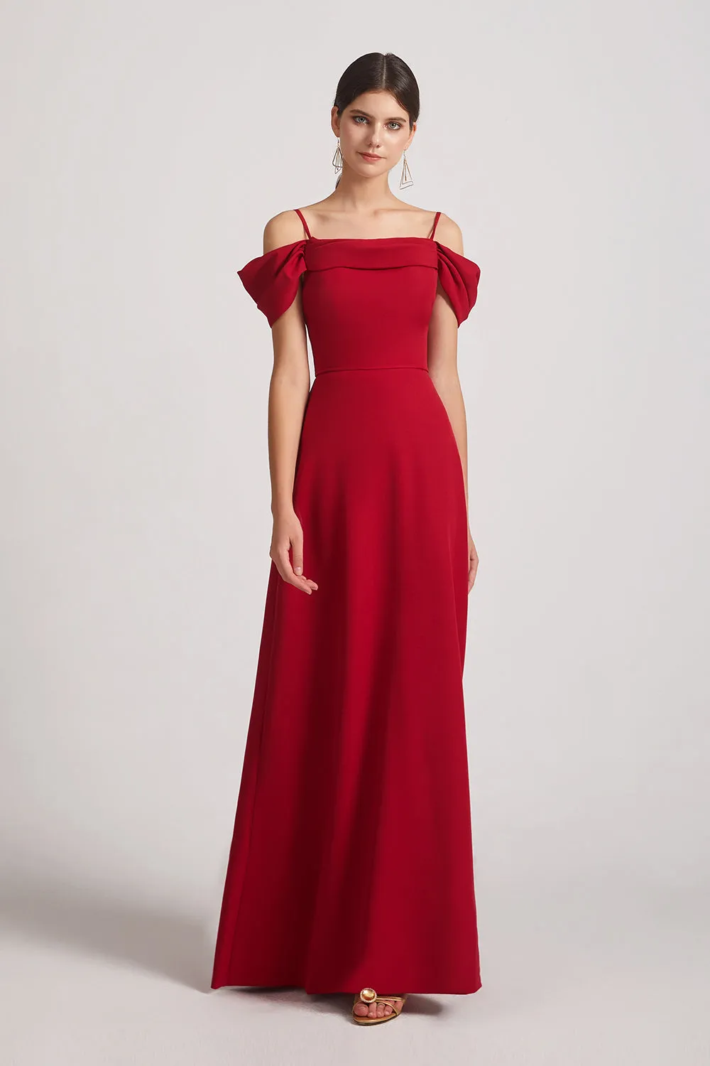 Off The Shoulder Spaghetti Straps A-Line Bridesmaid Dresses (AF0172)