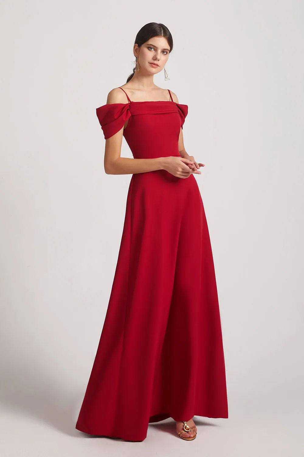 Off The Shoulder Spaghetti Straps A-Line Bridesmaid Dresses (AF0172)