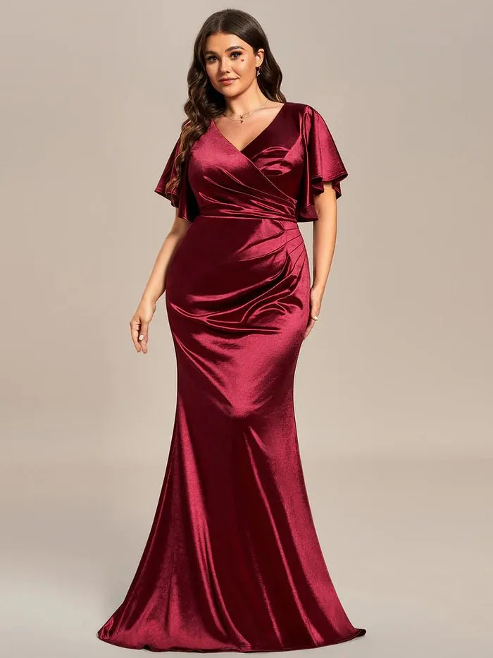 Plus Fishtail Ruffles Stain Evening Dresses