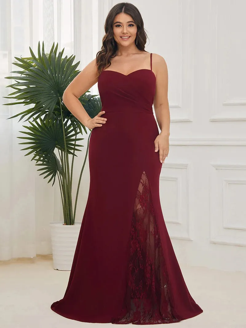 Plus Sexy Spaghetti Straps V Neck Fishtail Evening Dresses