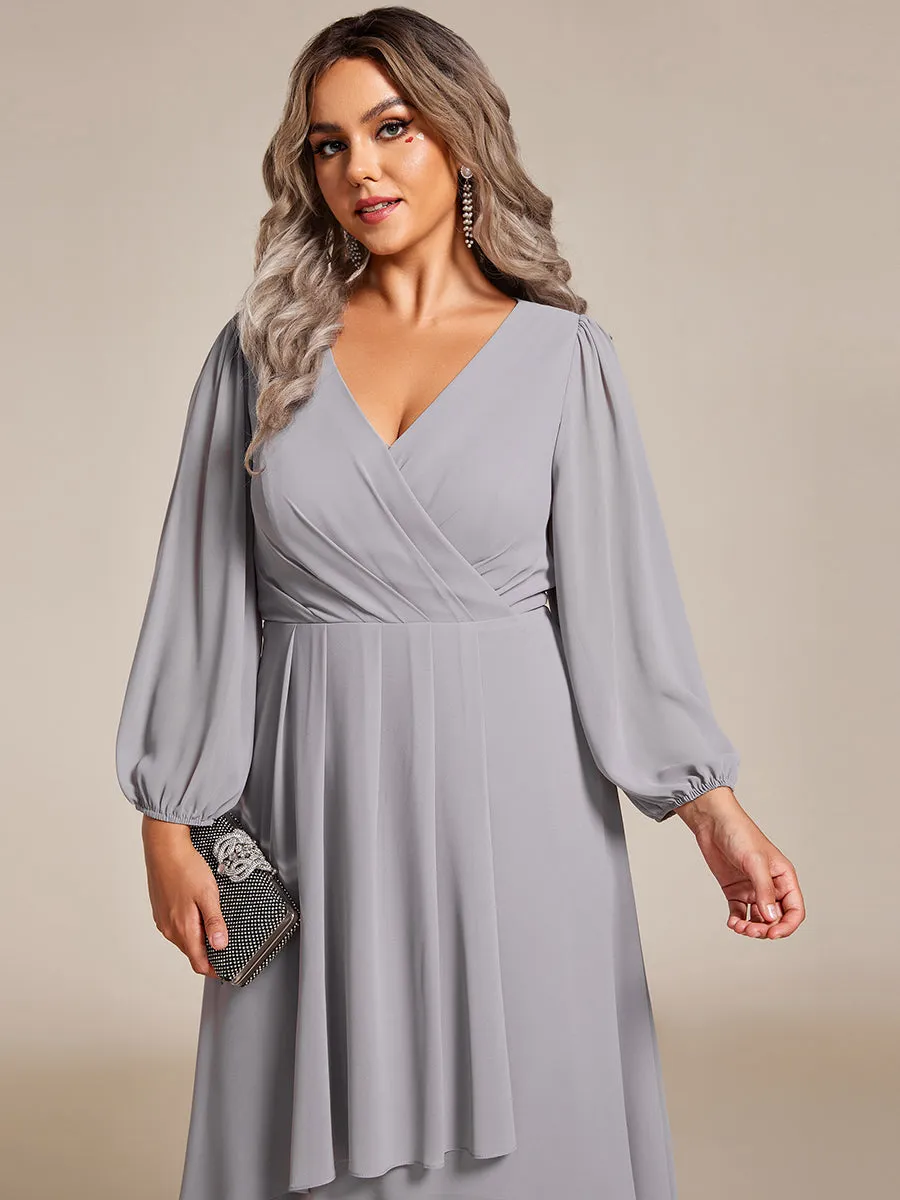 Plus Size Women's Knee-Length Wholesale Homecoming Cocktail Dresses With Long Sleeves