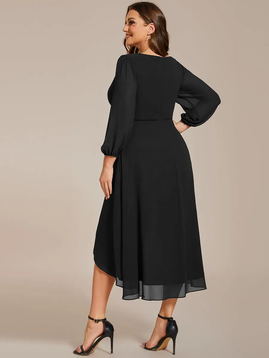 Plus Size Women's Knee-Length Wholesale Homecoming Cocktail Dresses With Long Sleeves