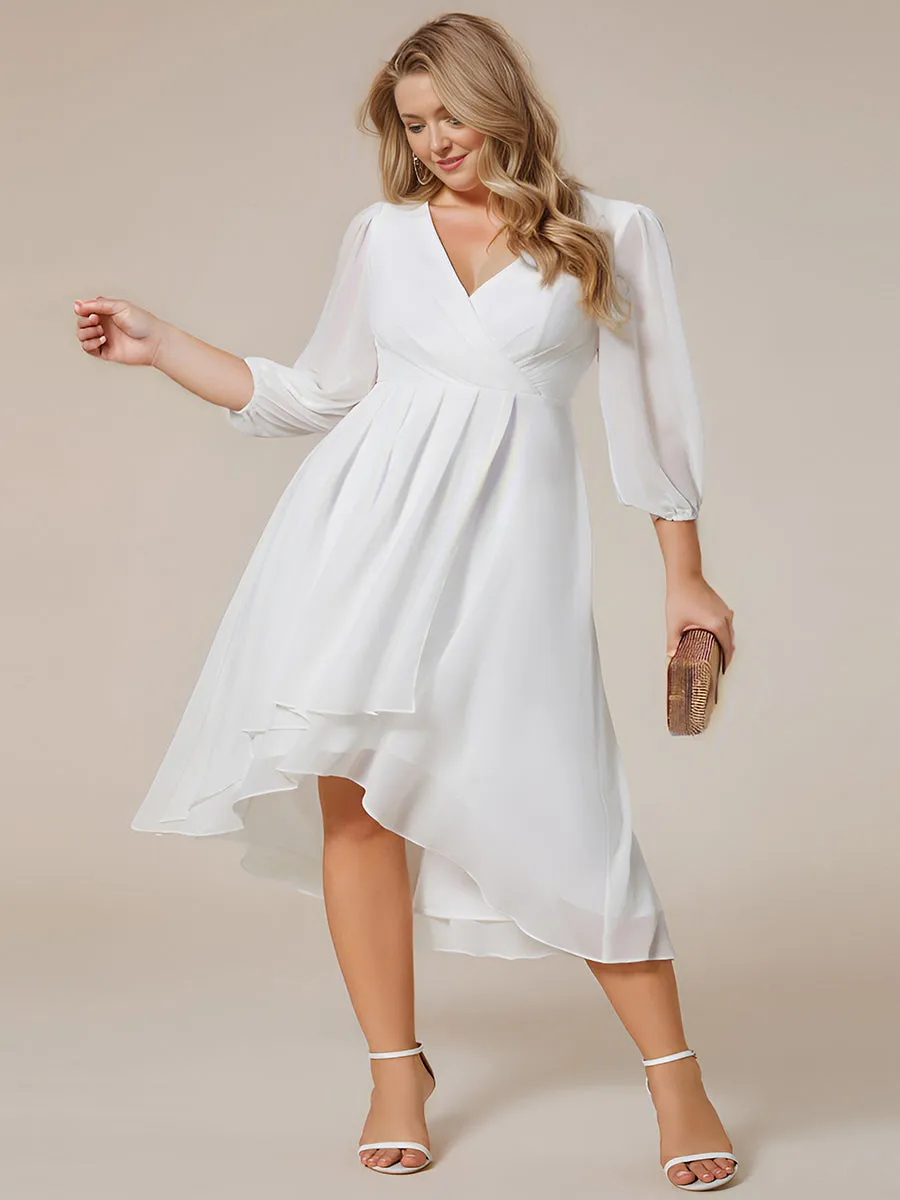 Plus Size Women's Knee-Length Wholesale Homecoming Cocktail Dresses With Long Sleeves