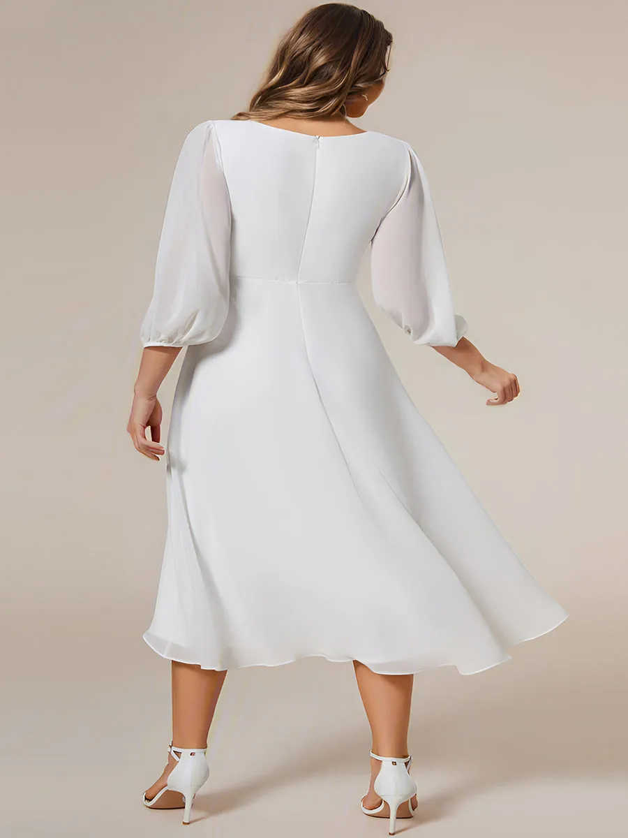 Plus Size Women's Knee-Length Wholesale Homecoming Cocktail Dresses With Long Sleeves