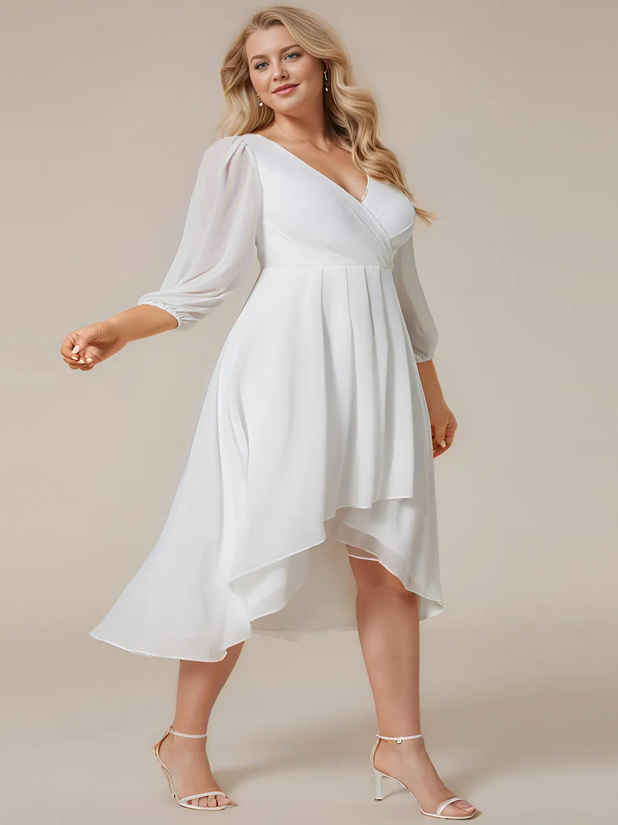 Plus Size Women's Knee-Length Wholesale Homecoming Cocktail Dresses With Long Sleeves