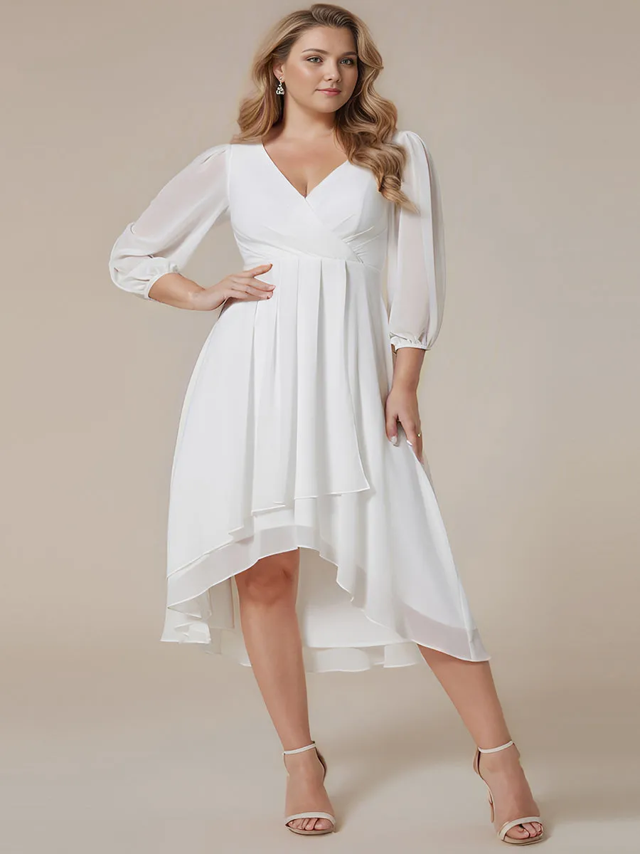 Plus Size Women's Knee-Length Wholesale Homecoming Cocktail Dresses With Long Sleeves