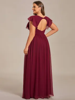 Plus V Neck Pleated Belted Ruffles Wholesale Bridesmaid Dresses