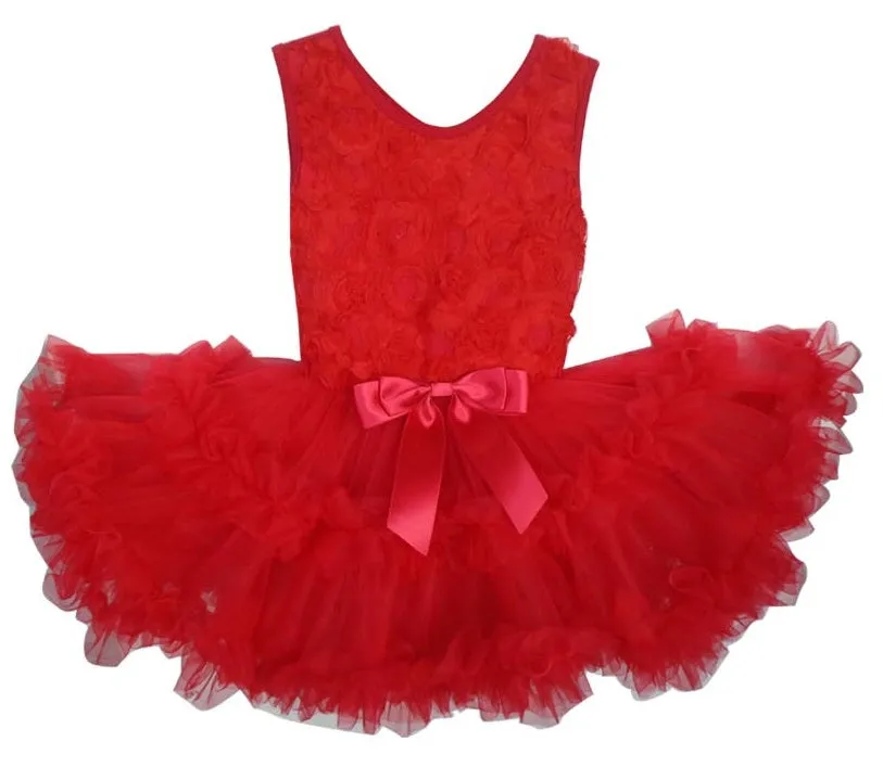 Popatu Red Rosette Baby Girls Ruffle Dress