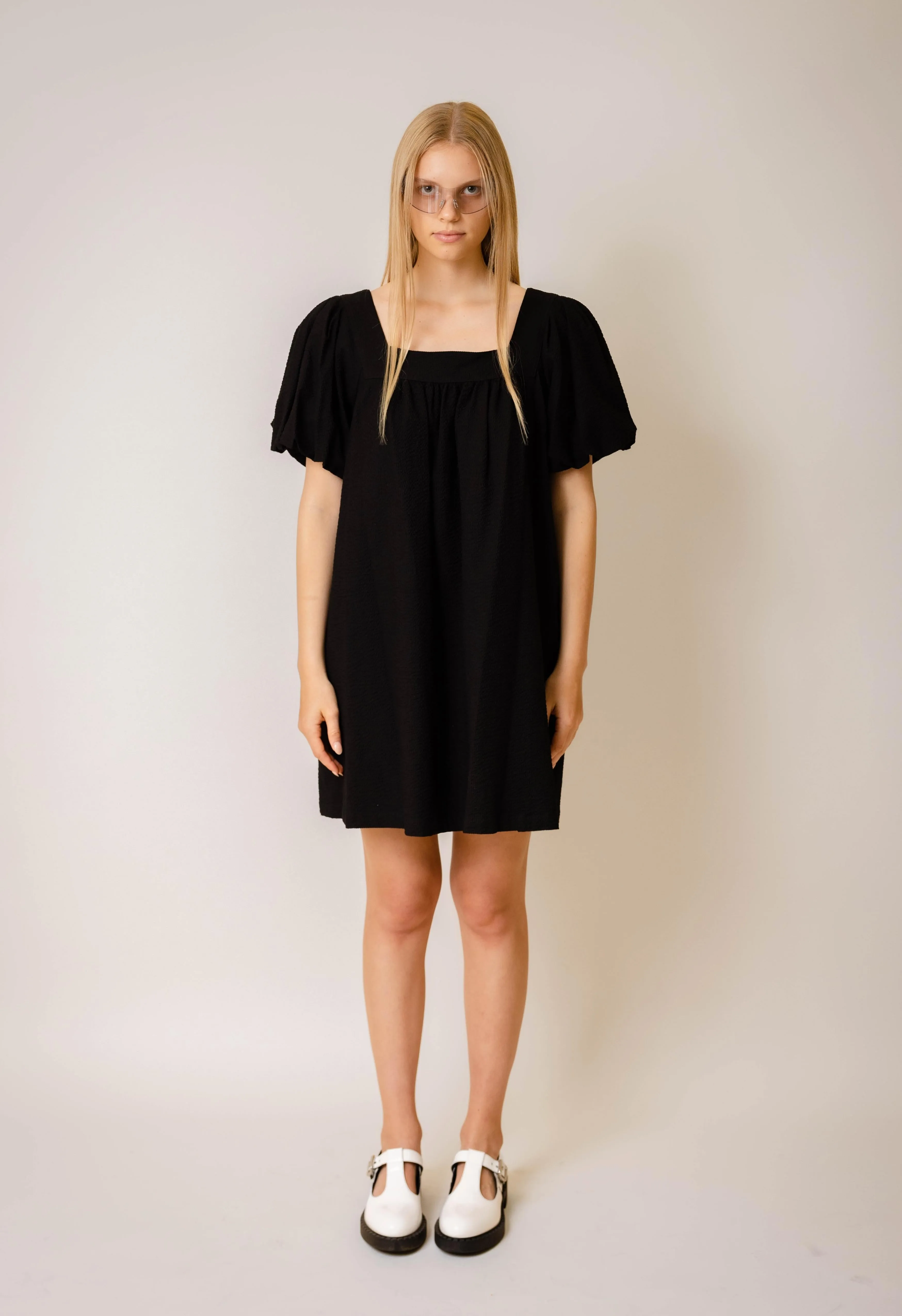 Puff Sleeve Dress in Black