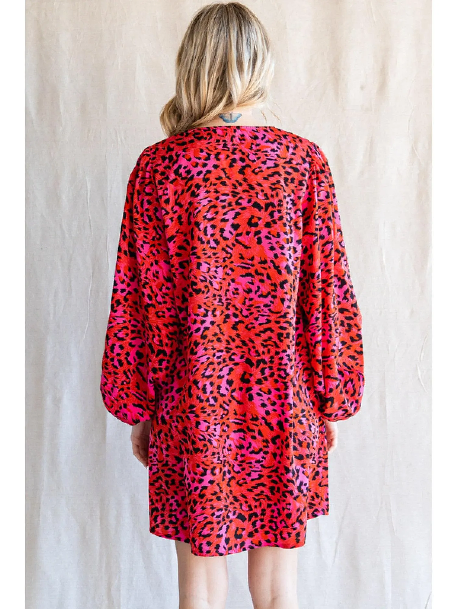 Red and Pink Leopard Dress