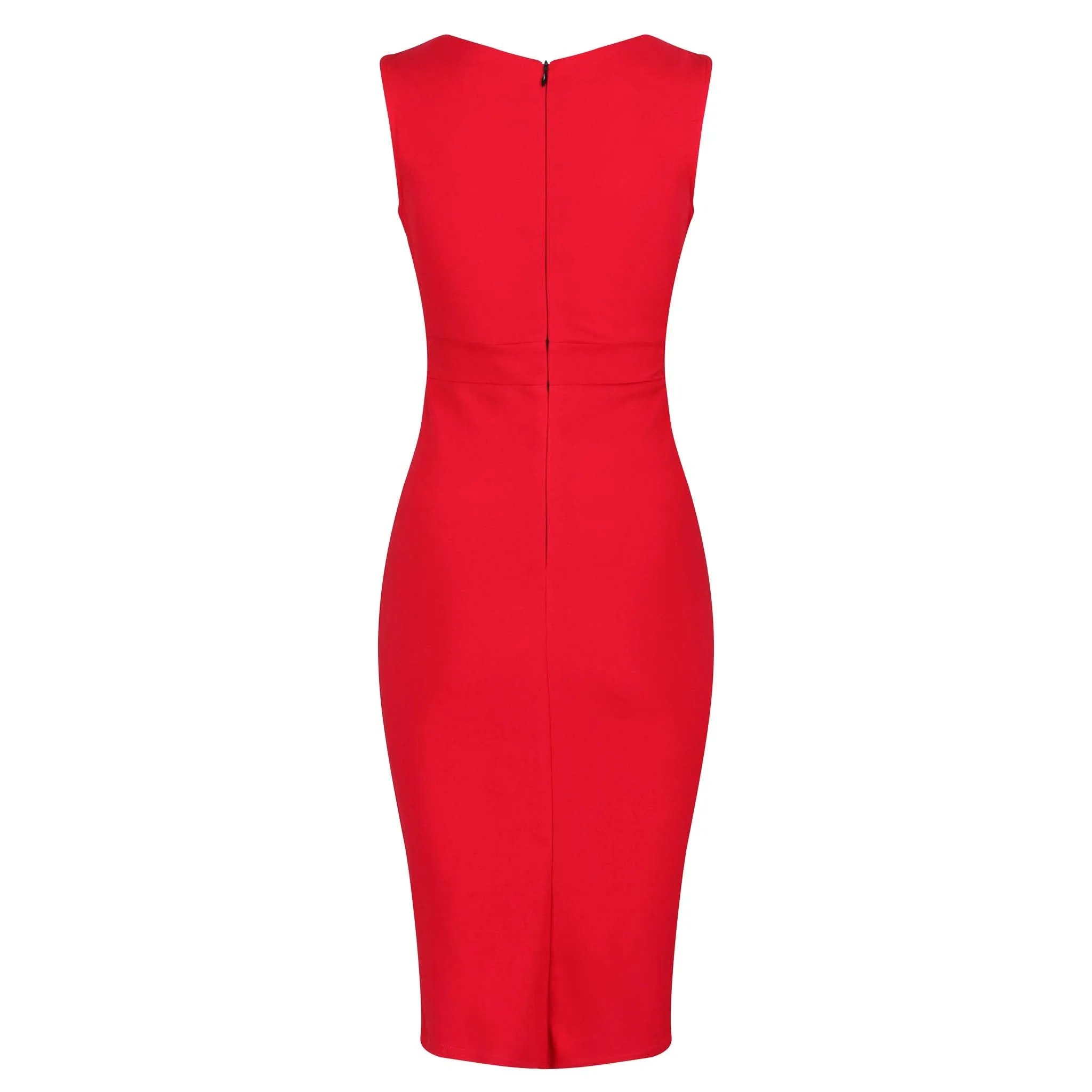 Red Sleeveless Crossover Top Bodycon Midi Dress