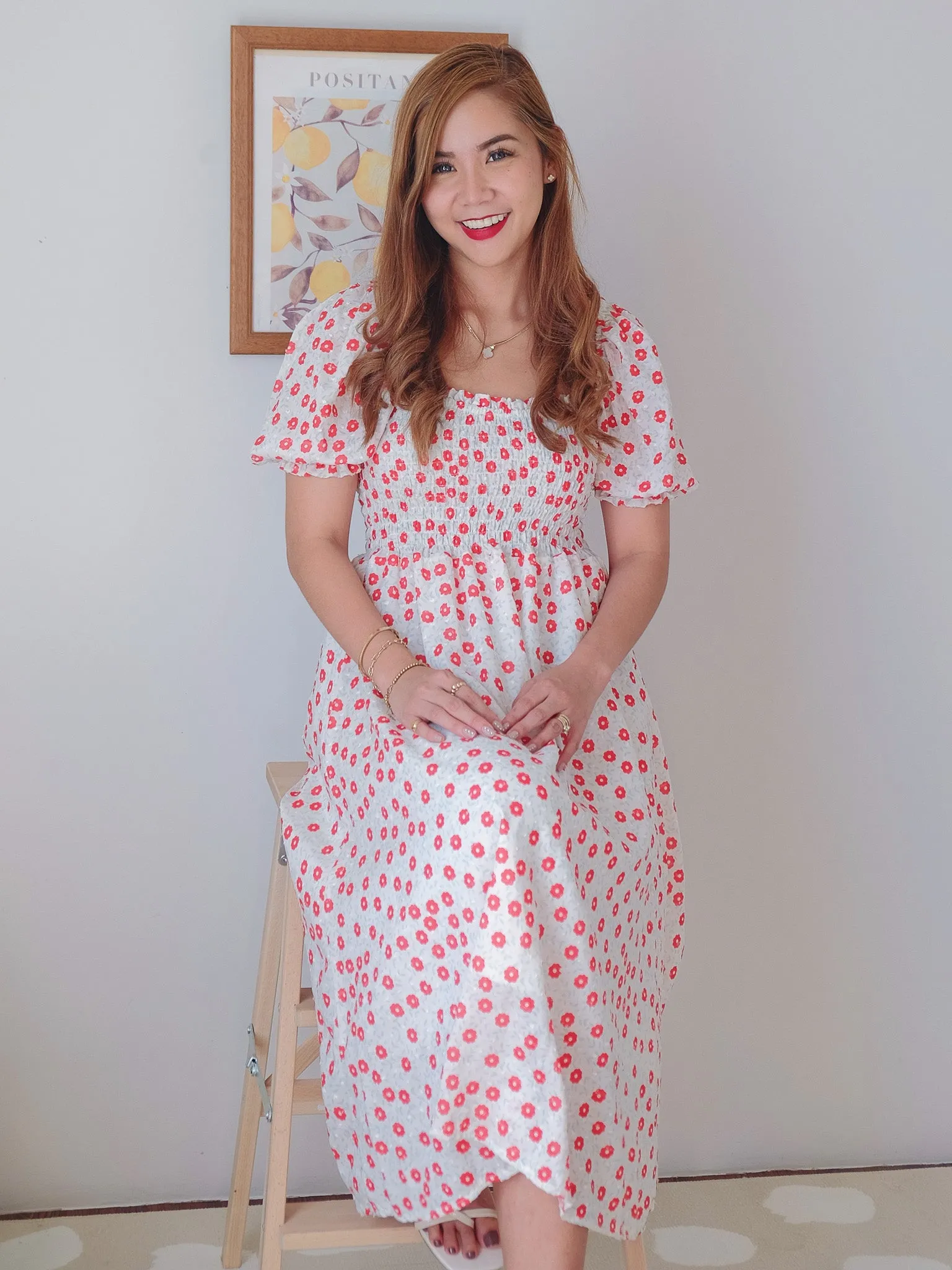 Sabina midi dress - red dotted