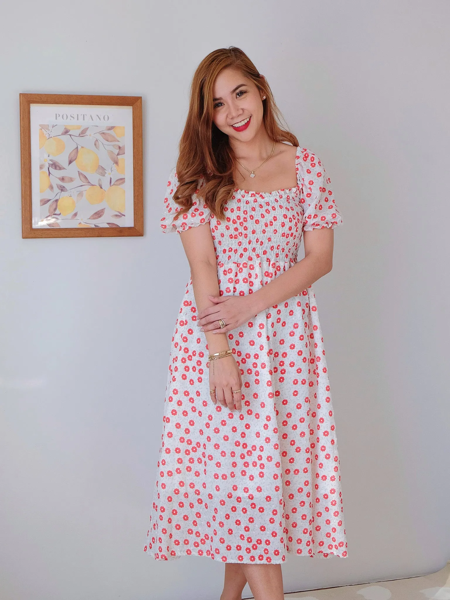 Sabina midi dress - red dotted