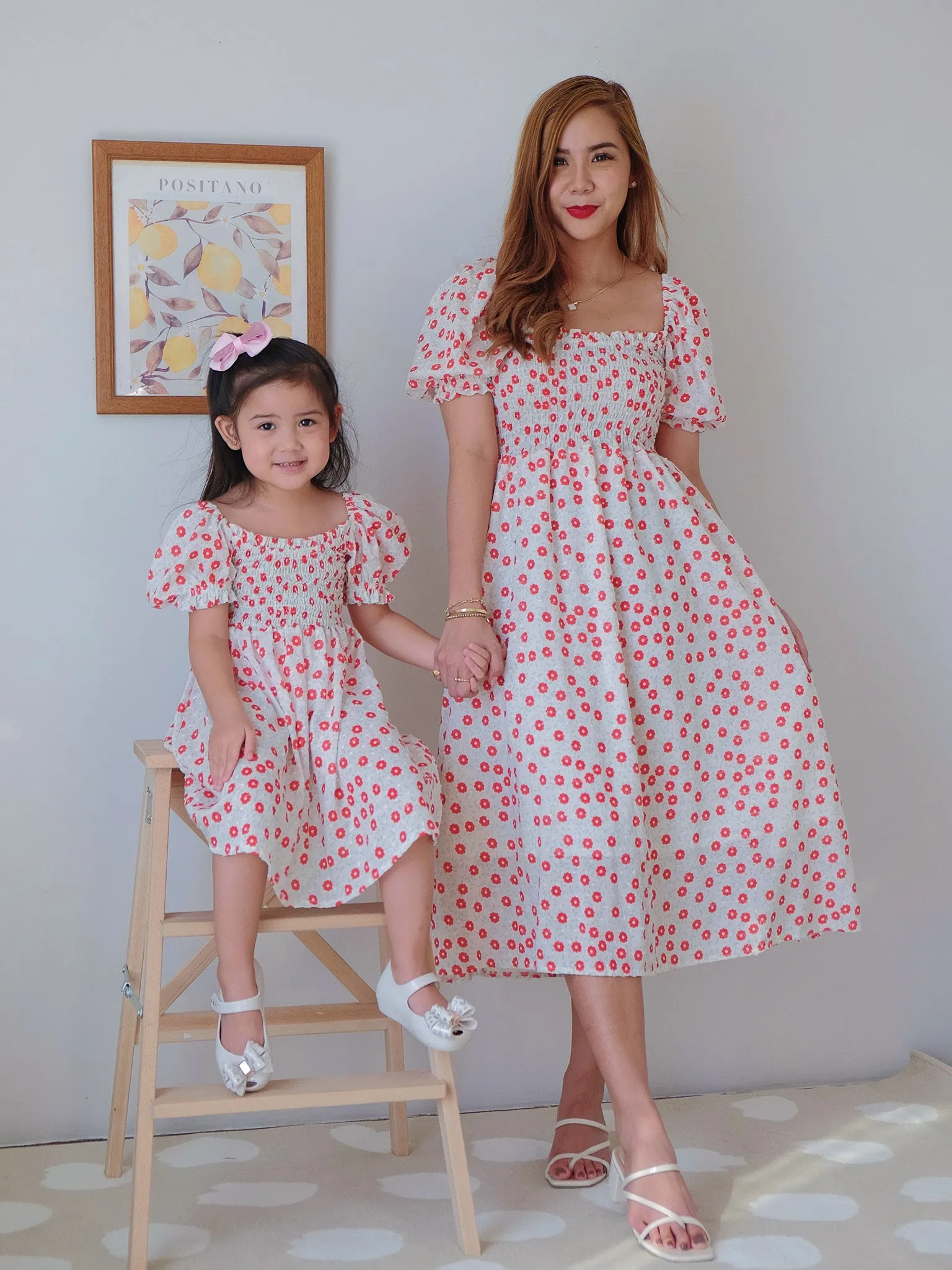 Sabina midi dress - red dotted