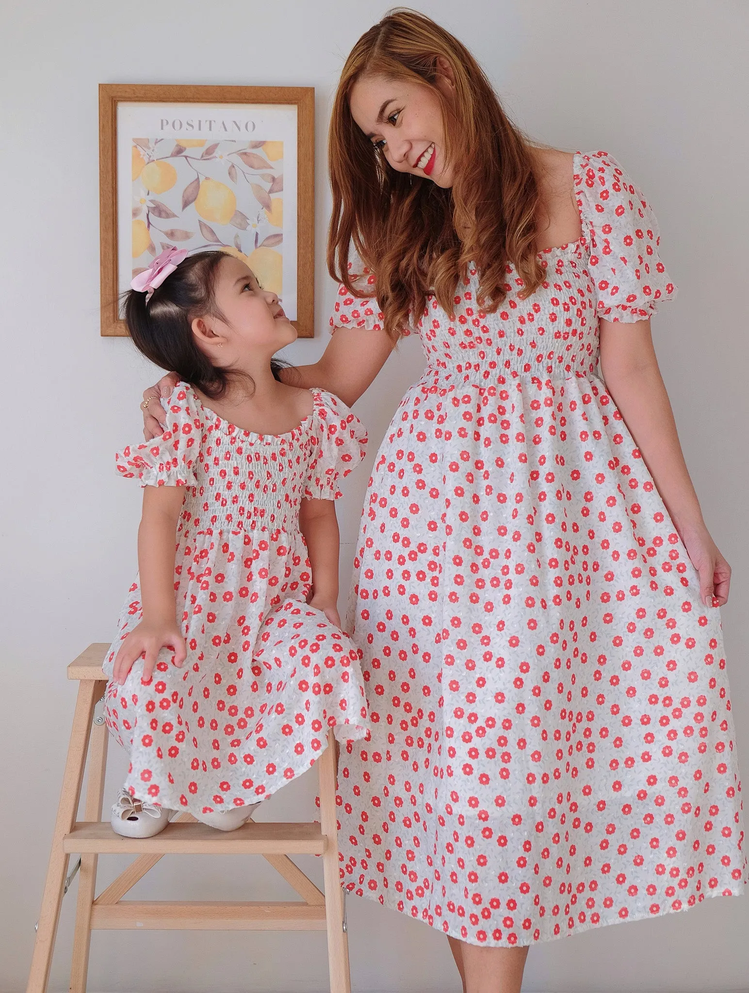 Sabina midi dress - red dotted