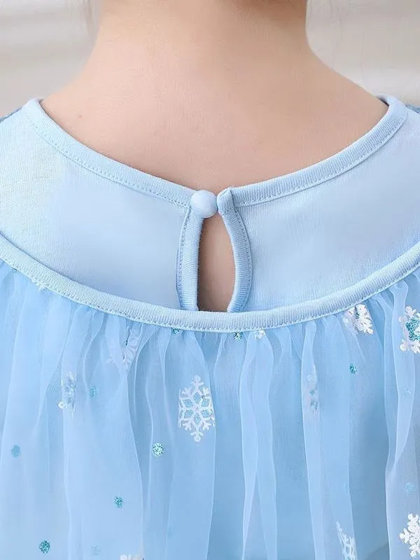 Sky Blue Aline Princess Flower Girl Dresses Jewel Neck Lace Sleeveless Short Dress Kids Social Party Dresses