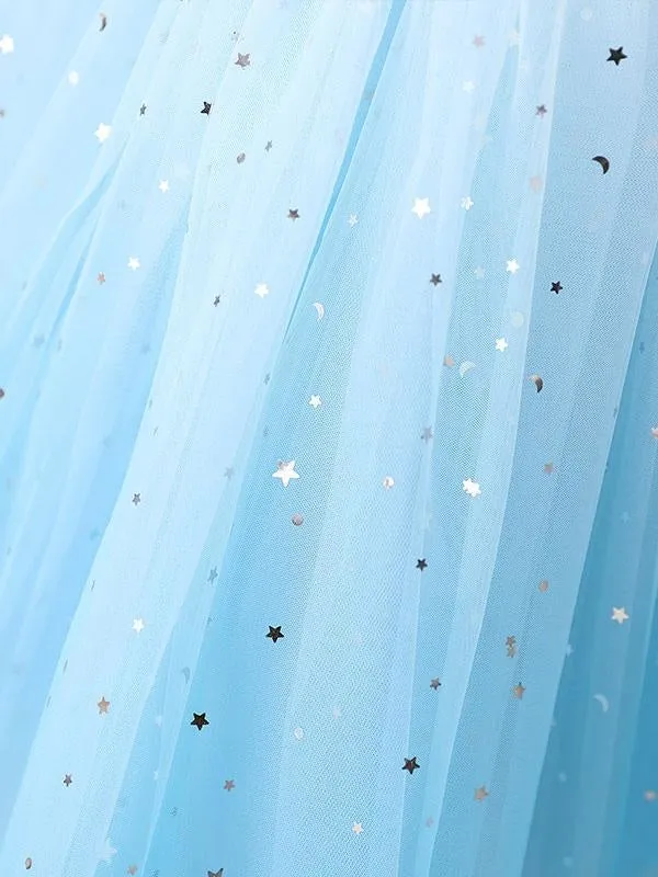 Sky Blue Aline Princess Flower Girl Dresses Jewel Neck Lace Sleeveless Short Dress Kids Social Party Dresses