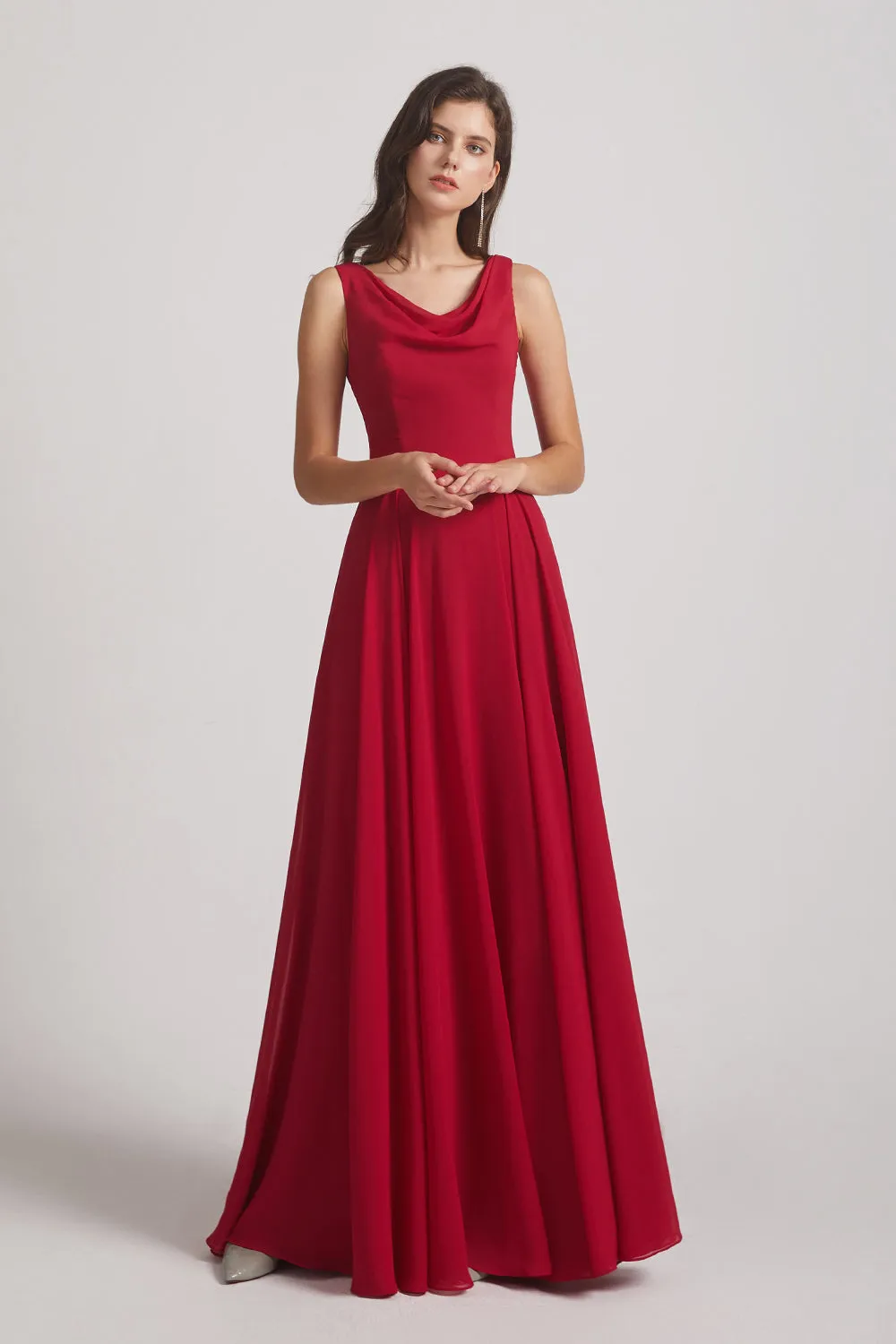 Sleeveless Cowl Chiffon A-line Bridesmaid Dresses (AF0052)