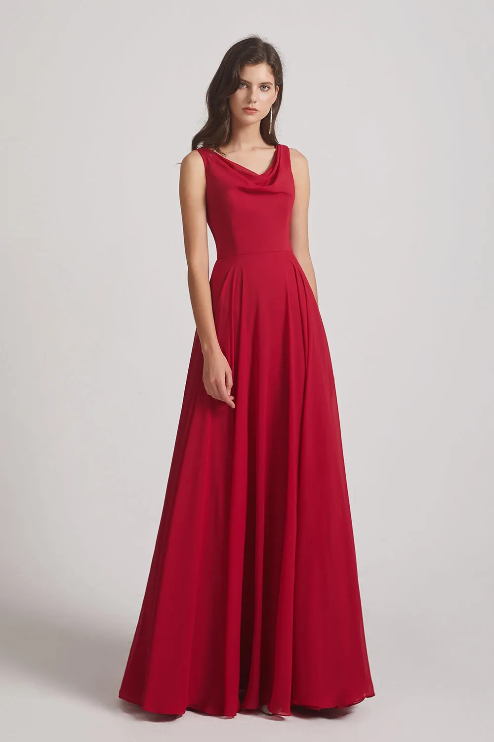 Sleeveless Cowl Chiffon A-line Bridesmaid Dresses (AF0052)