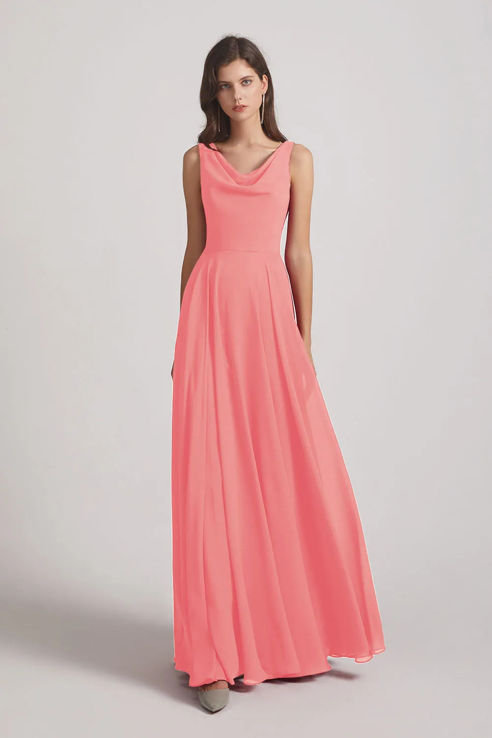 Sleeveless Cowl Chiffon A-line Bridesmaid Dresses (AF0052)