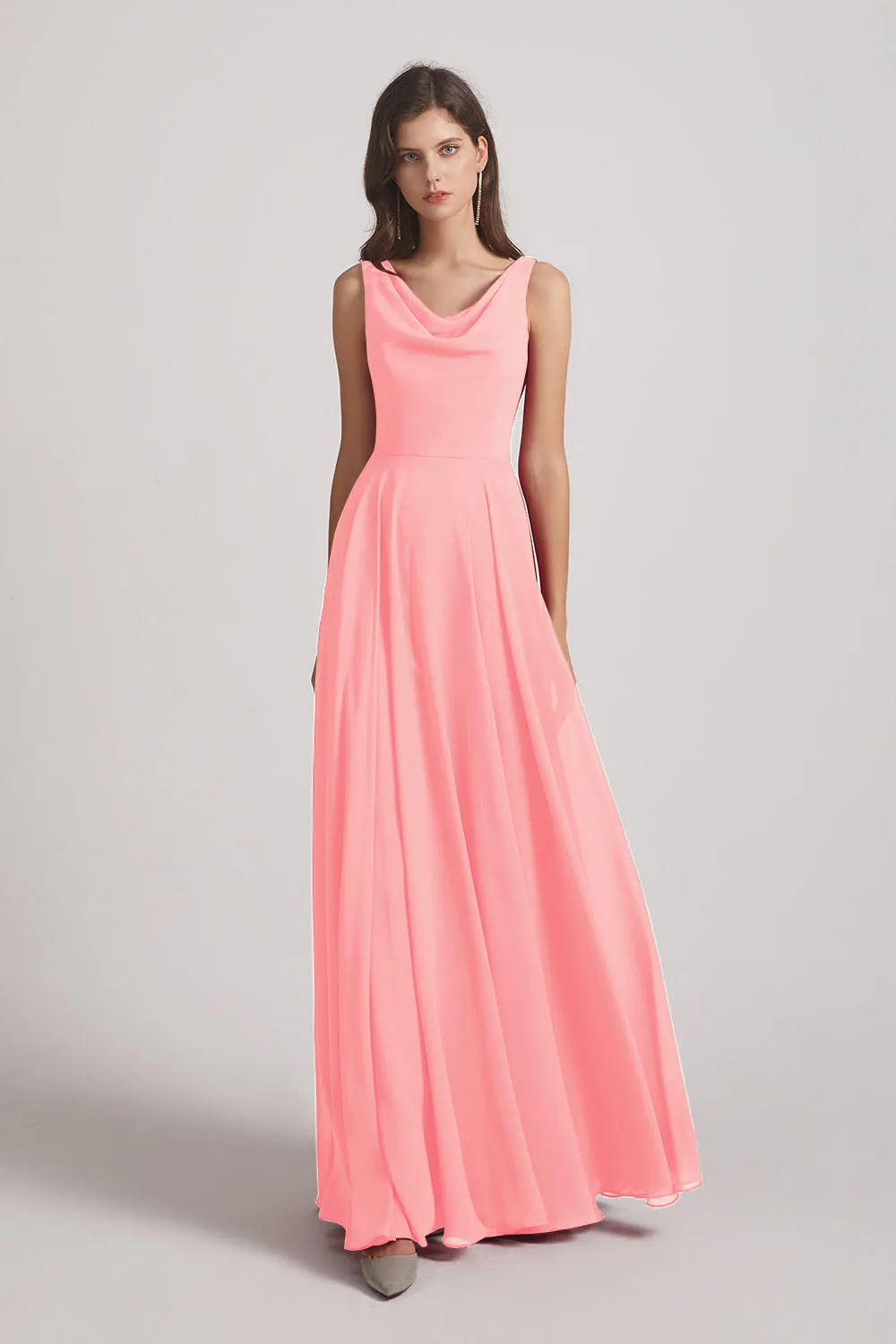 Sleeveless Cowl Chiffon A-line Bridesmaid Dresses (AF0052)