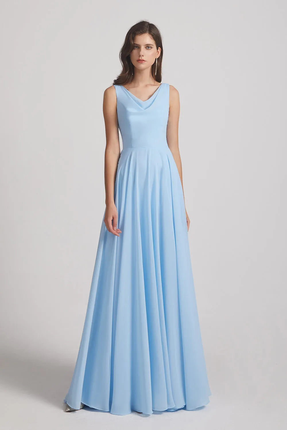 Sleeveless Cowl Chiffon A-line Bridesmaid Dresses (AF0052)