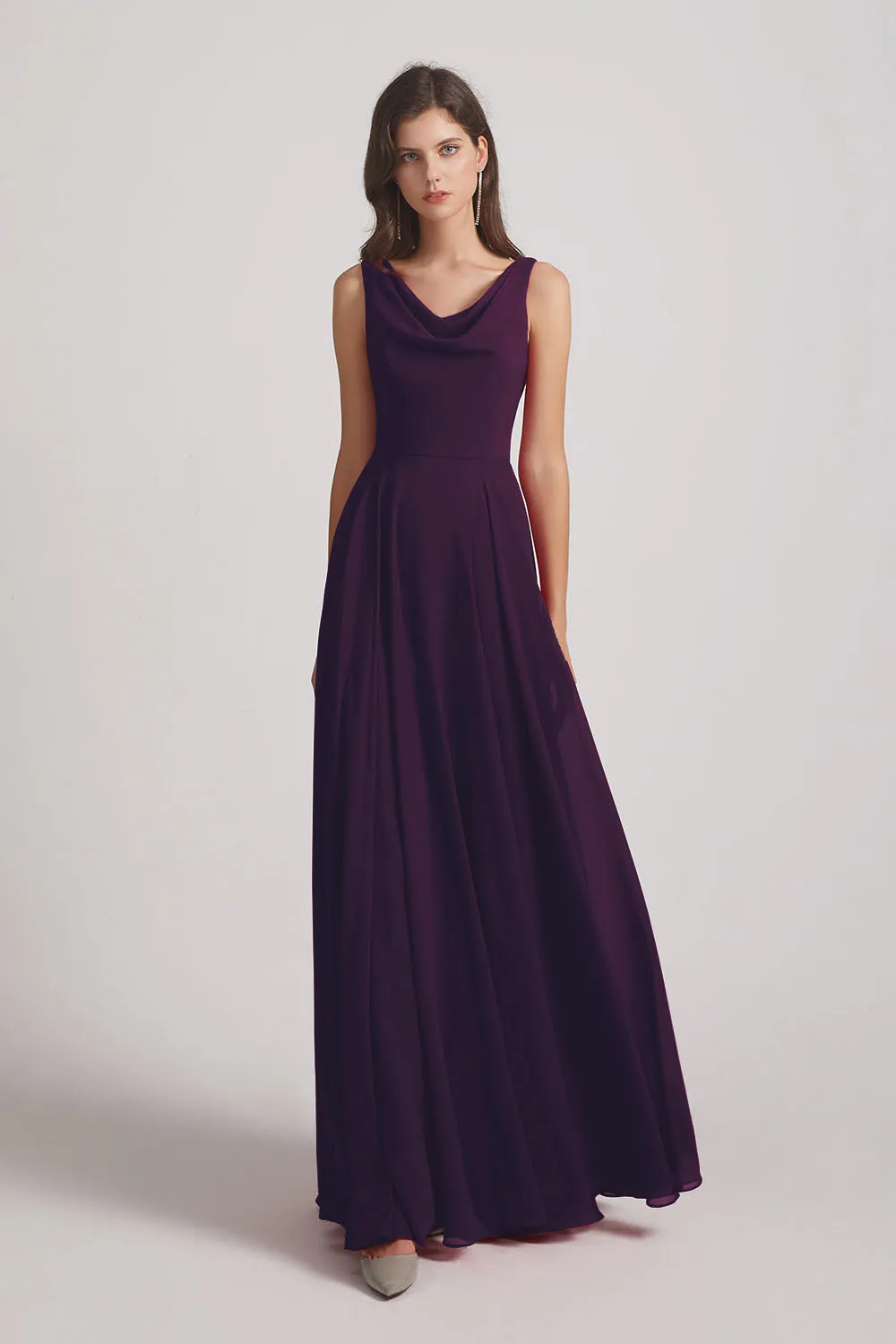 Sleeveless Cowl Chiffon A-line Bridesmaid Dresses (AF0052)