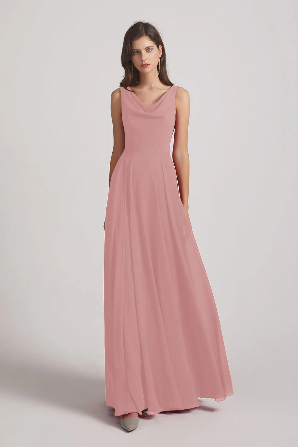 Sleeveless Cowl Chiffon A-line Bridesmaid Dresses (AF0052)