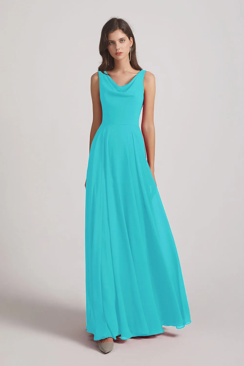 Sleeveless Cowl Chiffon A-line Bridesmaid Dresses (AF0052)