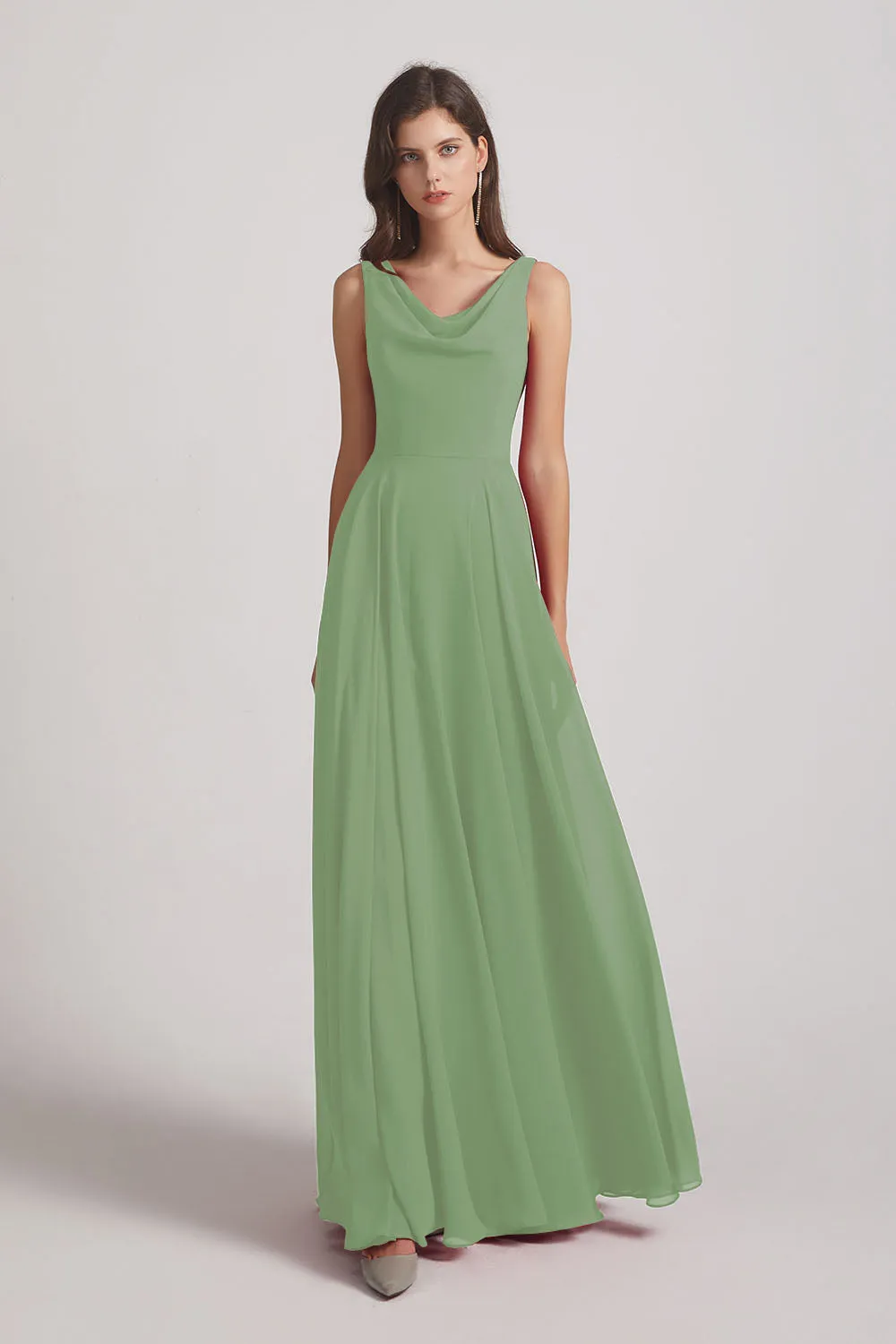 Sleeveless Cowl Chiffon A-line Bridesmaid Dresses (AF0052)