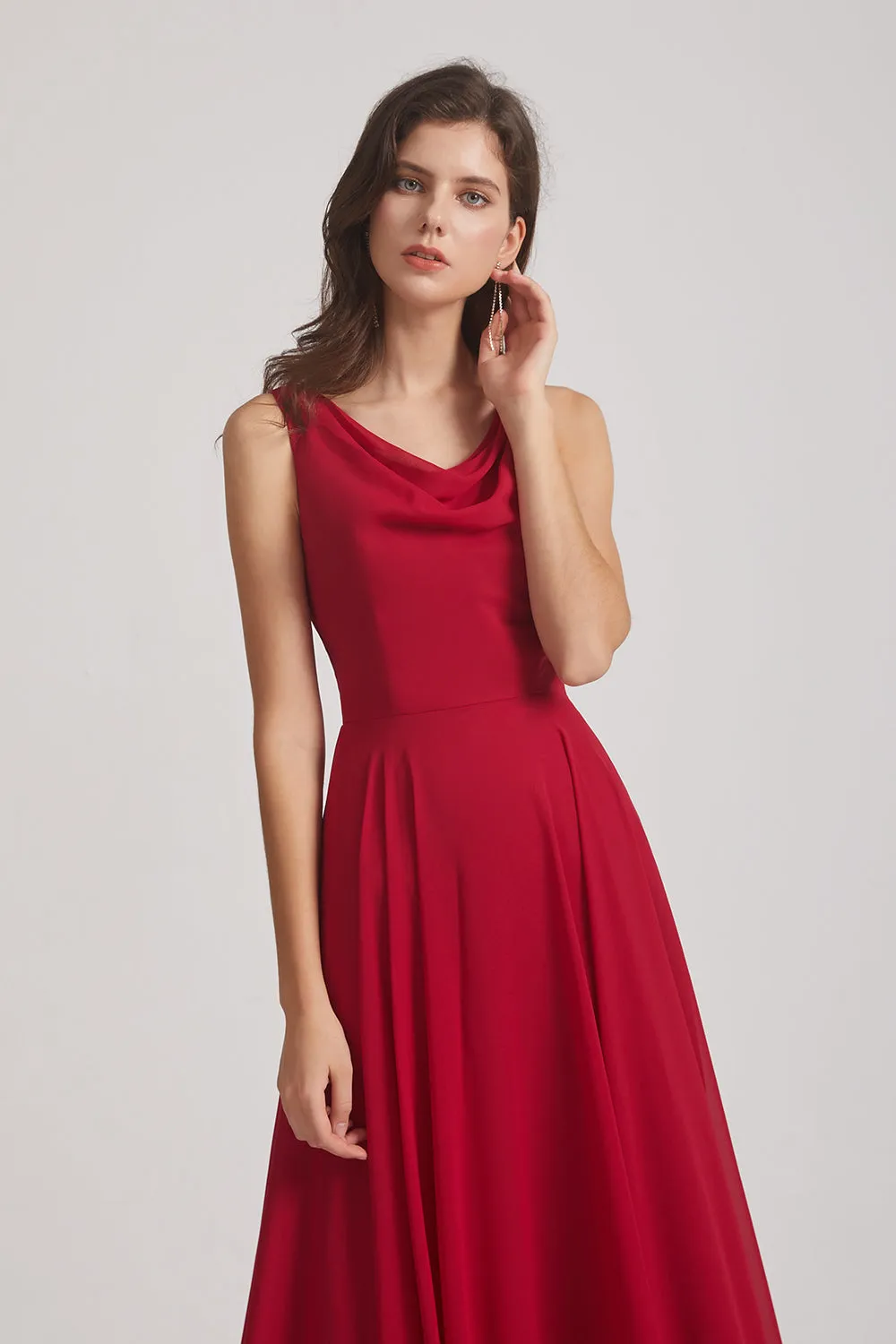 Sleeveless Cowl Chiffon A-line Bridesmaid Dresses (AF0052)