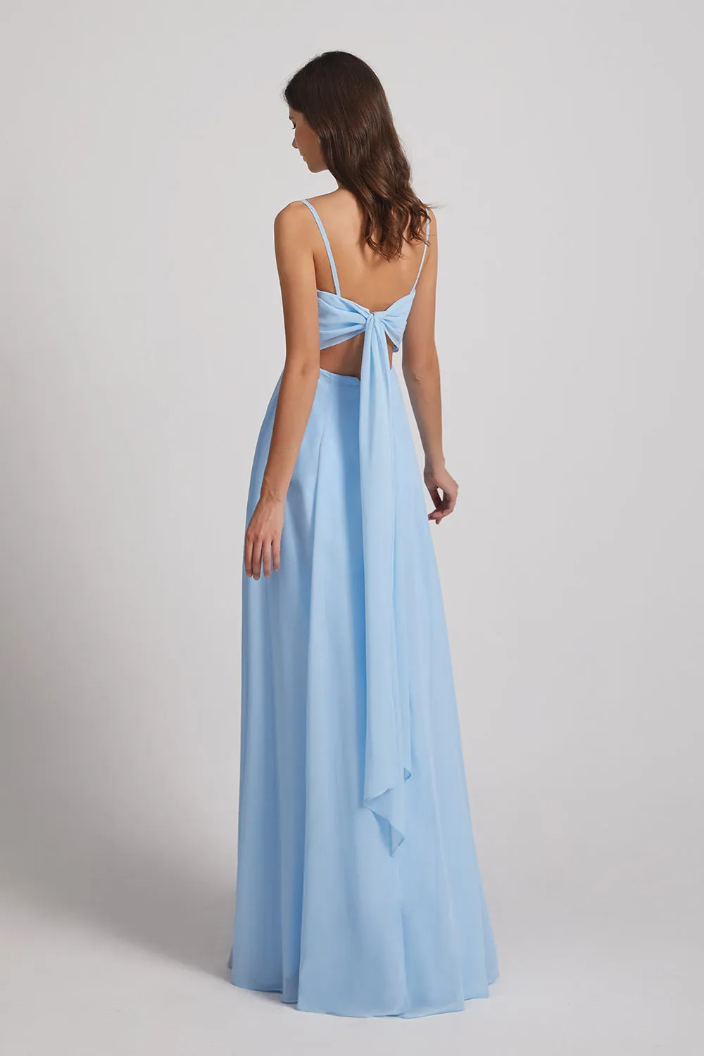 Spaghetti Straps Chiffon Split-side Long Bridesmaid Dresses (AF0109)