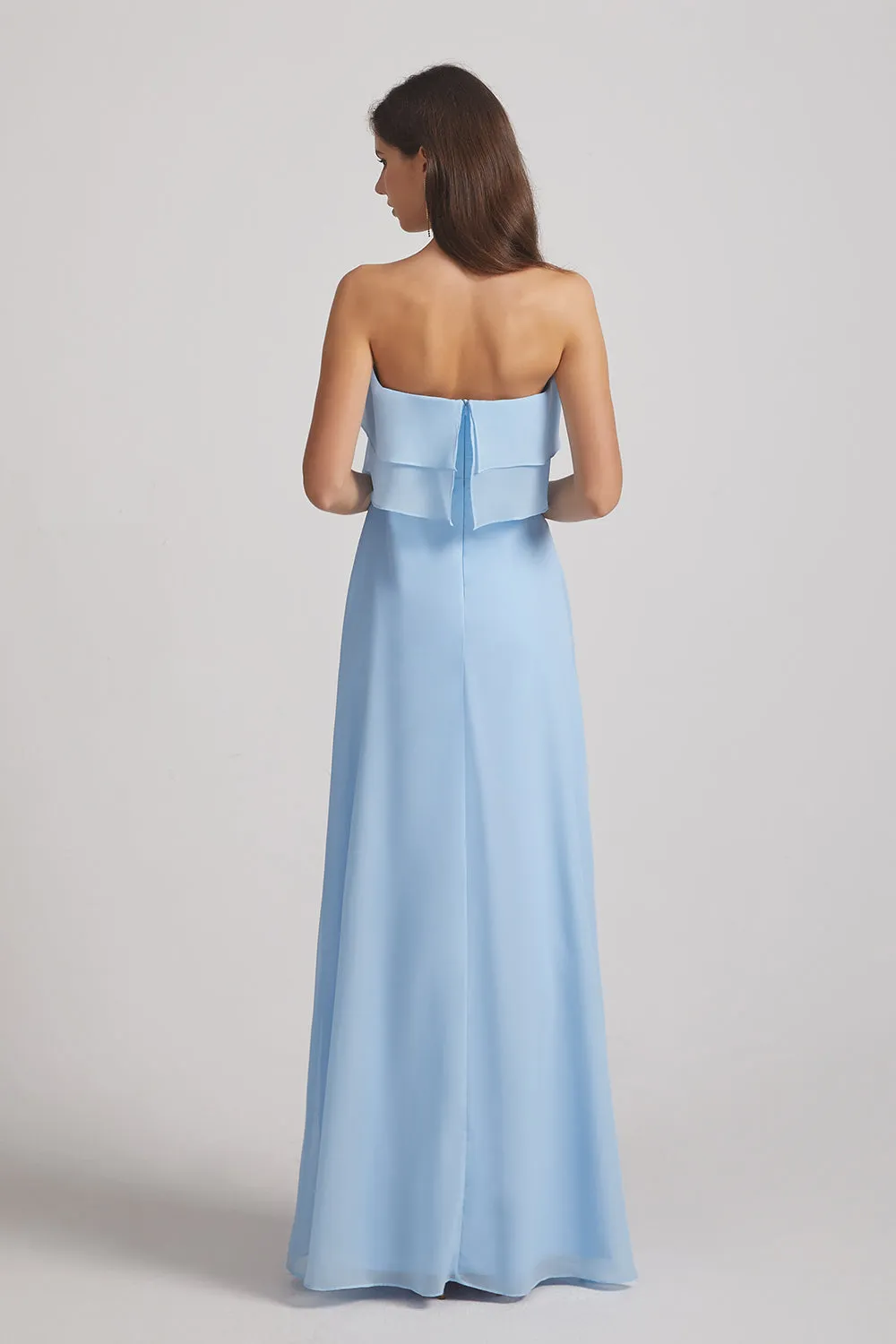 Strapless Long Chiffon Boho Bridesmaid Dresses (AF0084)