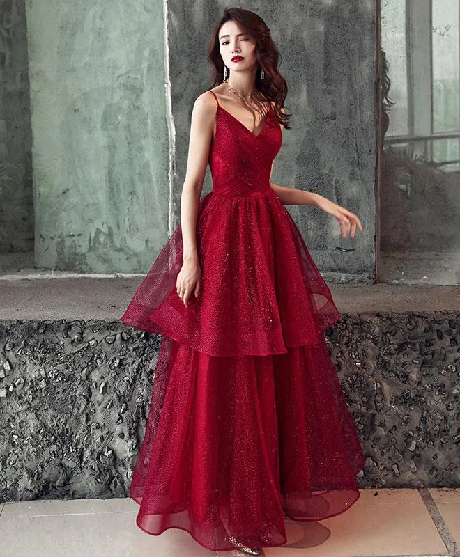 Stunning Red Spaghetti Straps Lace Up Prom Dresses