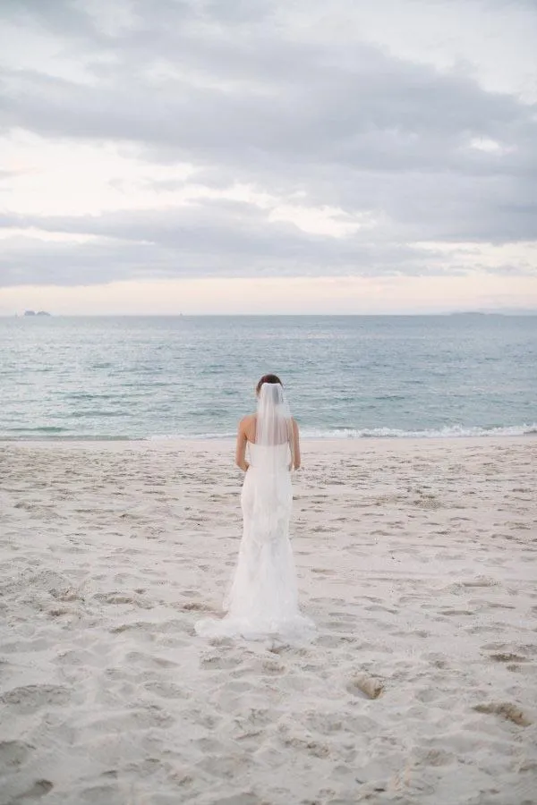 Subtle Sweetheart Strapless Lace Mermaid White Sleeveless Tulle Beach Wedding Dresses