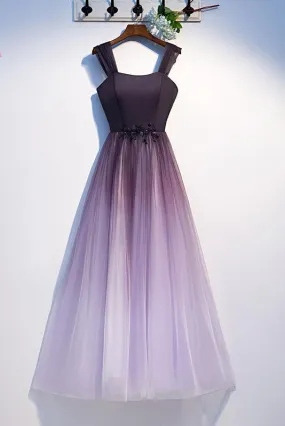 Unique A Line Ombre Purple Beading Prom Dresses with Lace up, Long Dance Dresses STK15603