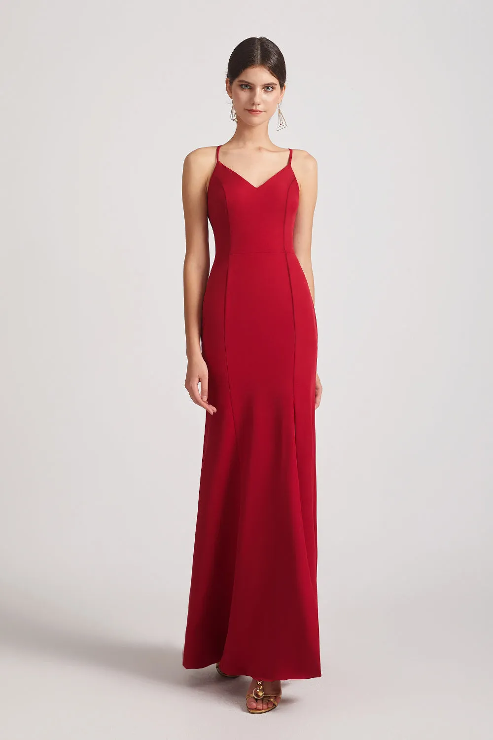 V-Neck Spaghetti Straps Side Slit Bridesmaid Dresses (AF0178)